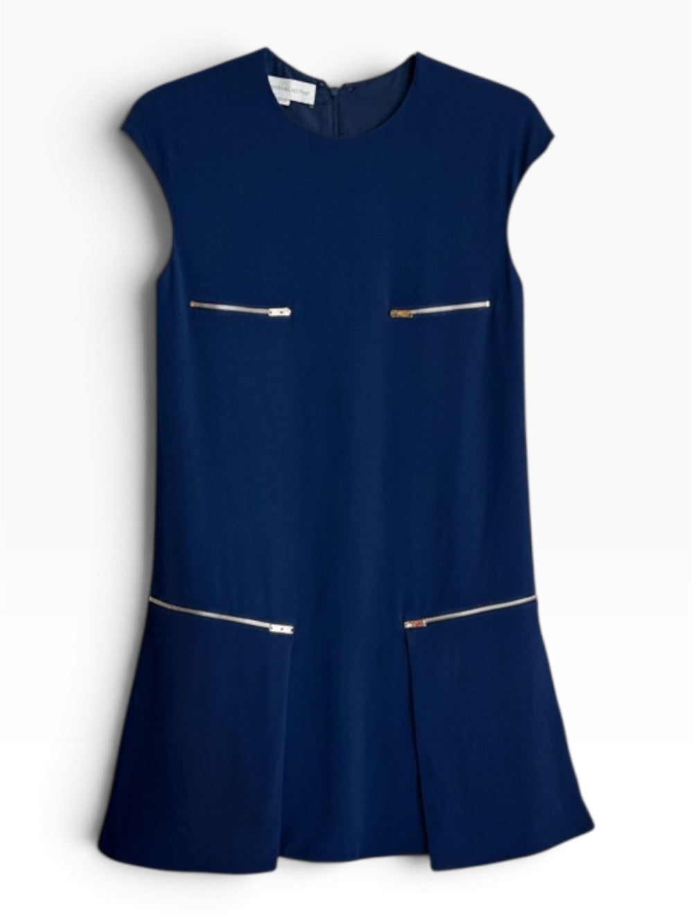Stella McCartney Navy Gisella Zip Detail Crepe Shift Dress IT 36 US 2 Mini Mod